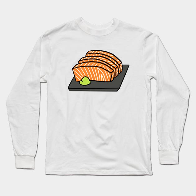 Salmon Sashimi on a Plate Long Sleeve T-Shirt by bonniemamadraws